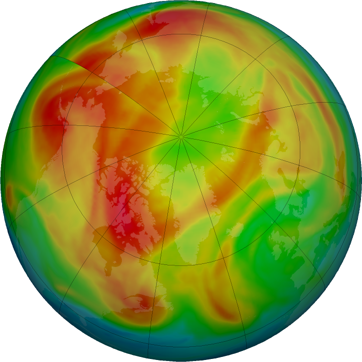 Arctic ozone map for 02 March 2021